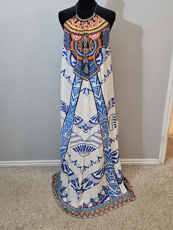 Flying Tomato Dresses & Skirts - Flying Tomato White Maxi Dress with Multicolor Tribal Print Womens Large Halter